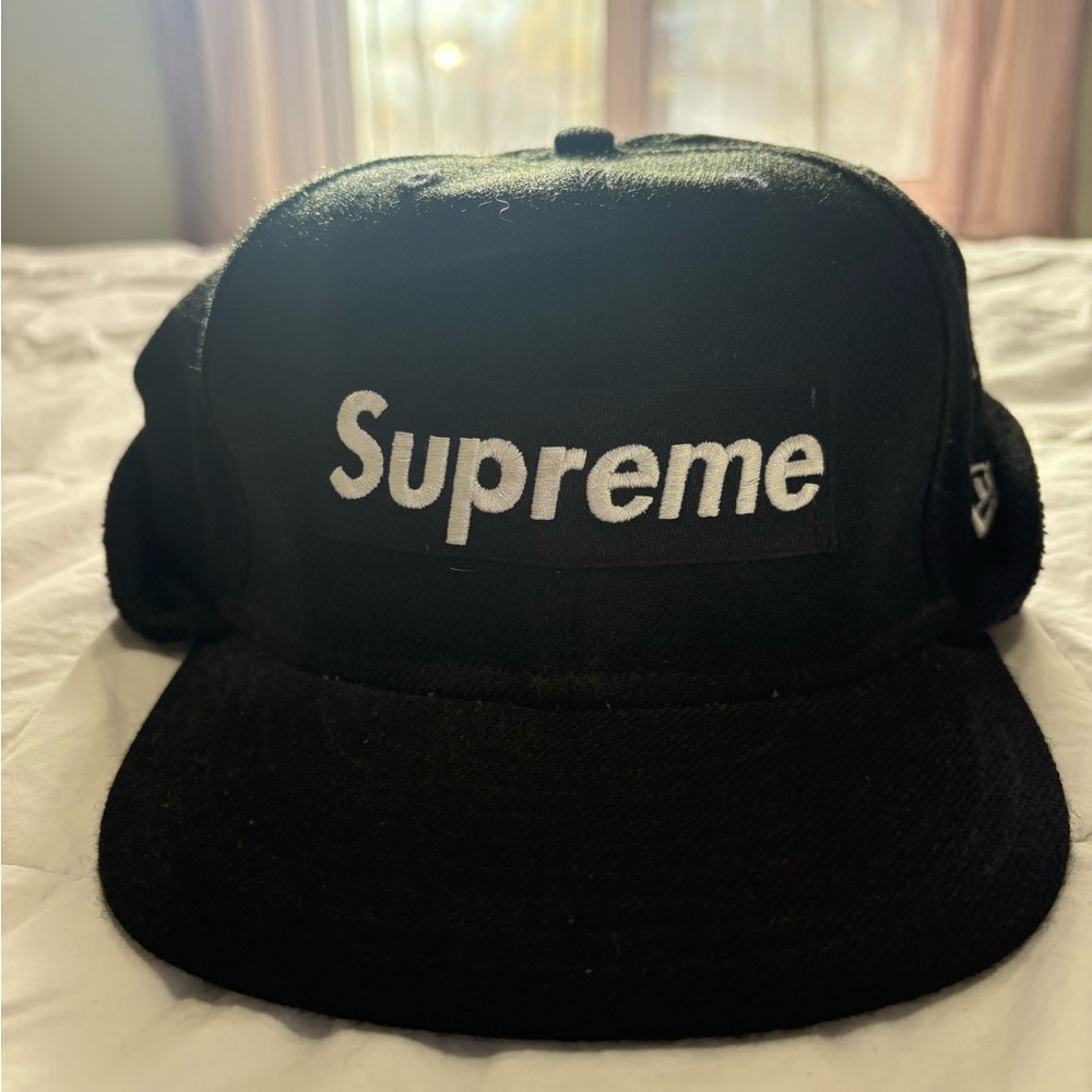 Supreme Classic Black Hat (Ear Warmers)